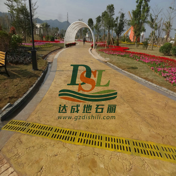 復(fù)古型藝術(shù)壓模地坪，黃色壓印混凝土壓模地坪